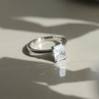 Radiant Cut Moissanite Adjustable Ring — product and styling view
