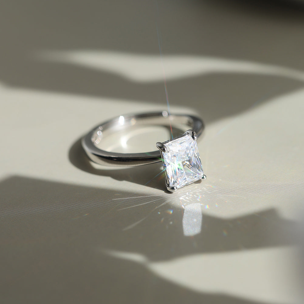 Radiant Cut Moissanite Adjustable Ring — product and styling view
