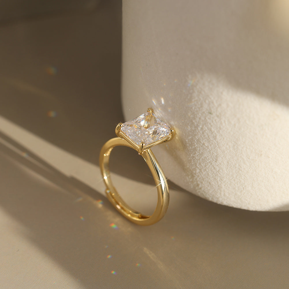 Radiant Cut Moissanite Adjustable Ring — product and styling view