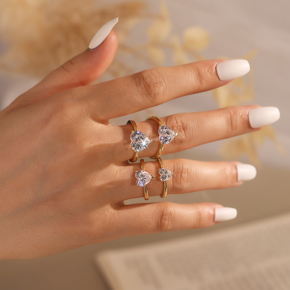 Heart Cut Moissanite Adjustable Ring — product and styling view