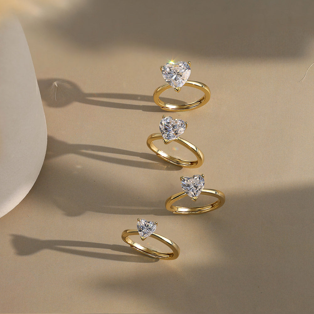 Heart Cut Moissanite Adjustable Ring — product and styling view