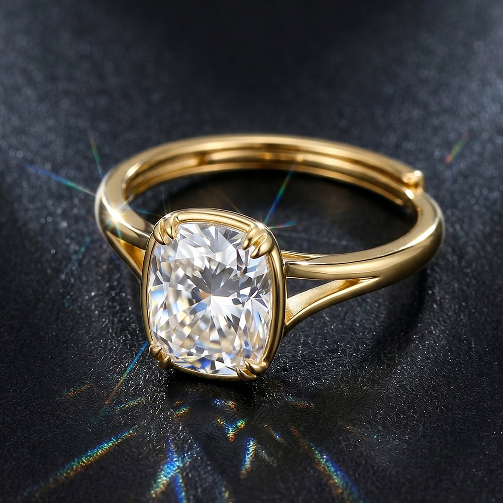 Cushion Cut Moissanite Adjustable Solitaire Ring — product and styling view
