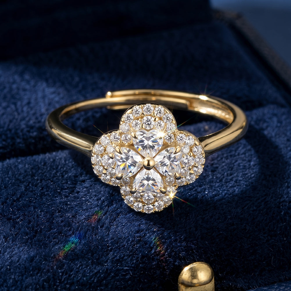 Floral Cluster Moissanite Adjustable Ring — product and styling view
