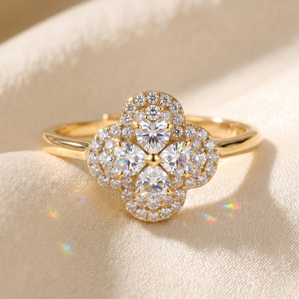 Floral Cluster Moissanite Adjustable Ring — product and styling view
