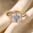 Statement Emerald Cut Moissanite Adjustable Ring — product and styling view