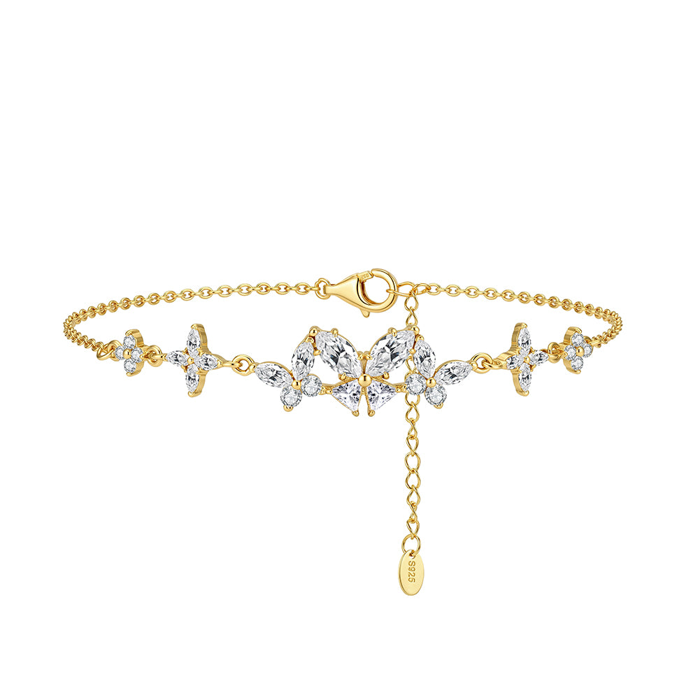 Mixed Cut Moissanite Adjustable Bracelet in Gold