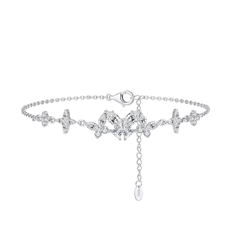 Mixed Cut Moissanite Adjustable Bracelet in Silver
