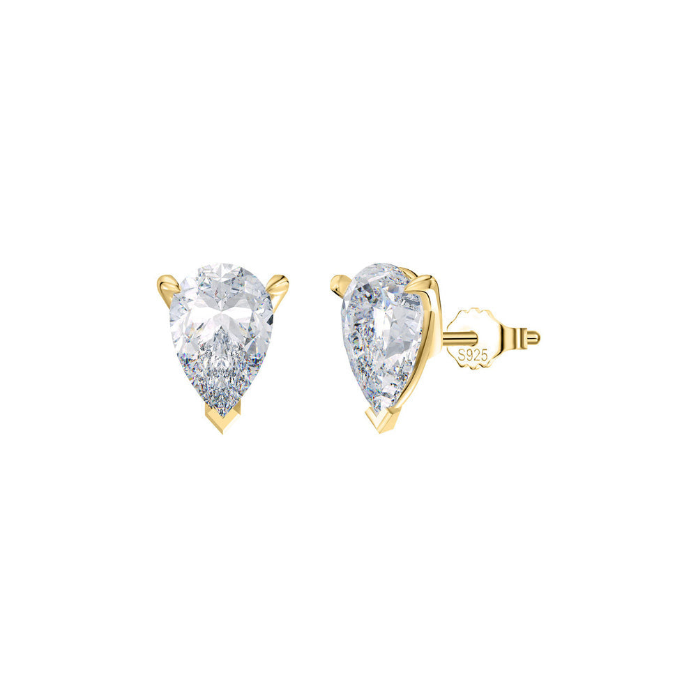 Pear Cut Moissanite Solitaire Stud Earrings in Gold