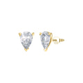 Pear Cut Moissanite Solitaire Stud Earrings in Gold