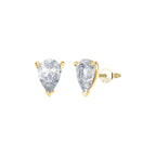 Pear Cut Moissanite Solitaire Stud Earrings in Gold
