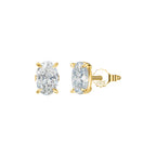 Oval Cut Moissanite Solitaire Stud Earrings in Gold