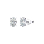 Oval Cut Moissanite Solitaire Stud Earrings in Silver