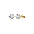 Six Prong Round Moissanite Stud Earrings in Gold