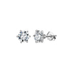 Six Prong Round Moissanite Stud Earrings in Silver