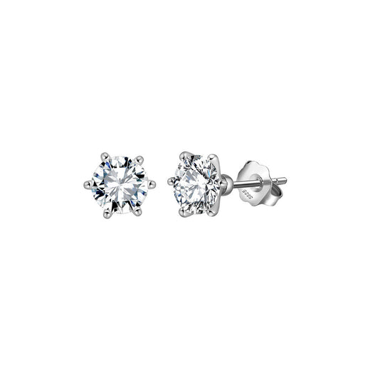 Six Prong Round Moissanite Stud Earrings