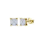 Asscher Cut Moissanite Stud Earrings in Gold