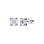 Asscher Cut Moissanite Stud Earrings in Silver