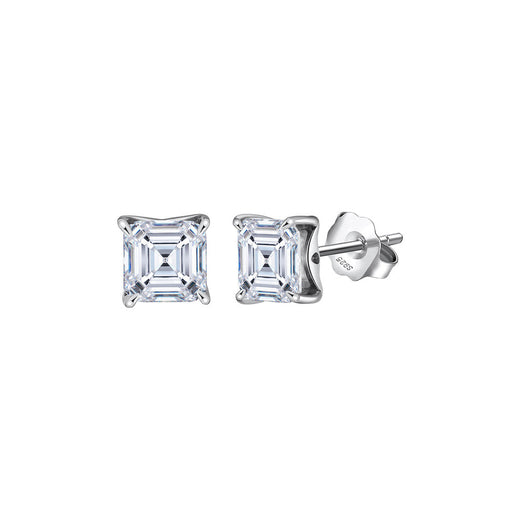 Asscher Cut Moissanite Stud Earrings