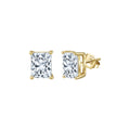 Radiant Cut Moissanite Stud Earrings in Gold