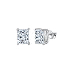 Radiant Cut Moissanite Stud Earrings in Silver