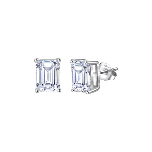Emerald Cut Moissanite Solitaire Stud Earrings
