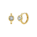 Bezel Solitaire Moissanite Huggie Earrings in Gold