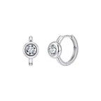 Bezel Solitaire Moissanite Huggie Earrings in Silver