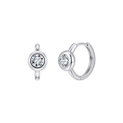 Bezel Moissanite Huggie Hoop Earrings