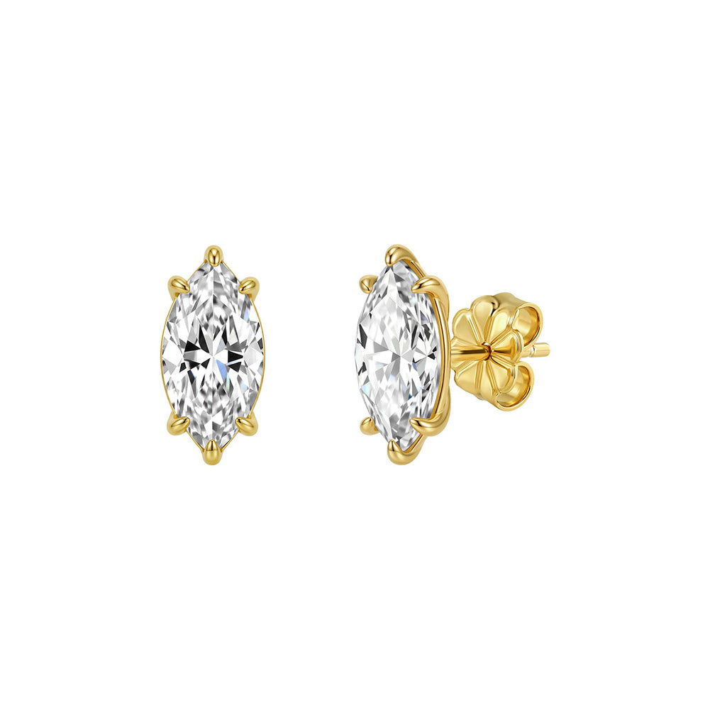 Marquise Cut Moissanite Stud Earrings in Gold