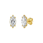 Marquise Cut Moissanite Stud Earrings in Gold