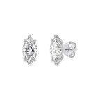 Marquise Cut Moissanite Stud Earrings in Silver