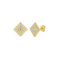 Diamond Shape Pavé Moissanite Stud Earrings in Gold