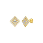 Diamond Shape Pavé Moissanite Stud Earrings in Gold