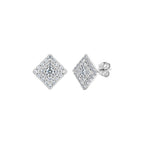Diamond Shape Pavé Moissanite Stud Earrings in Silver