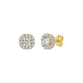 Cushion Halo Moissanite Stud Earrings in Gold