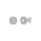 Cushion Halo Moissanite Stud Earrings in Silver