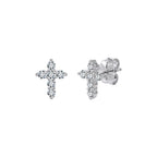 Moissanite Cross Stud Earrings in Silver