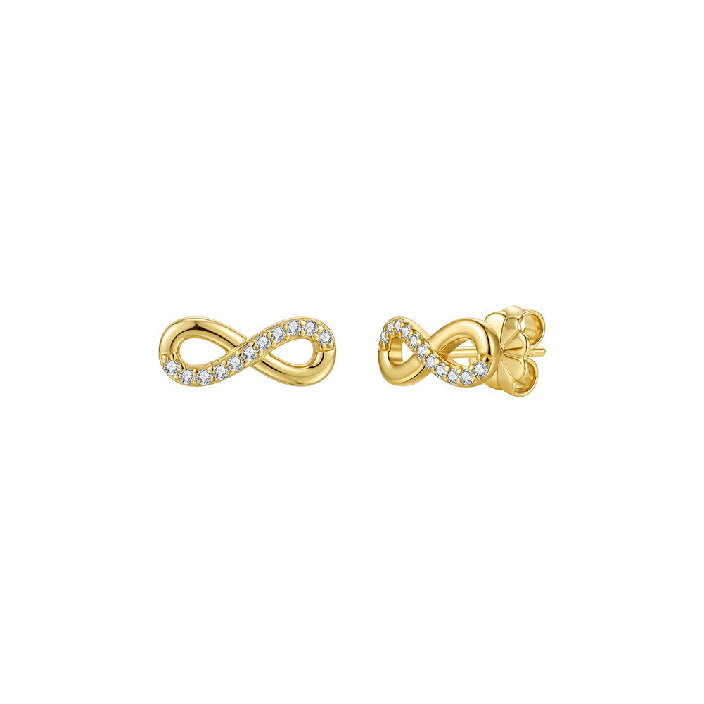 Infinity Moissanite Stud Earrings in Gold