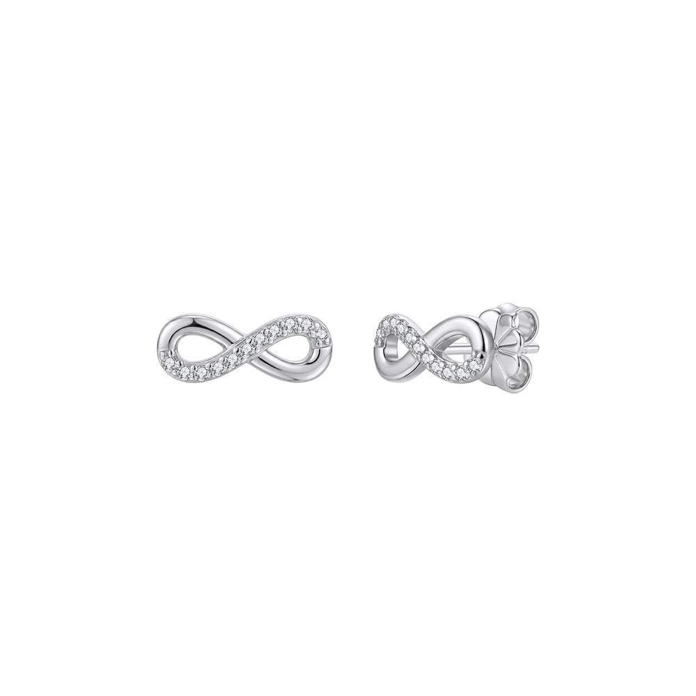 Infinity Moissanite Stud Earrings in Silver