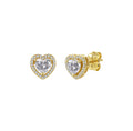 Heart Halo Moissanite Stud Earrings in Gold