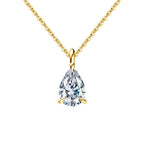 Pear Cut Moissanite Solitaire Pendant Necklace in Gold