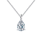 Pear Cut Moissanite Solitaire Pendant Necklace in Silver