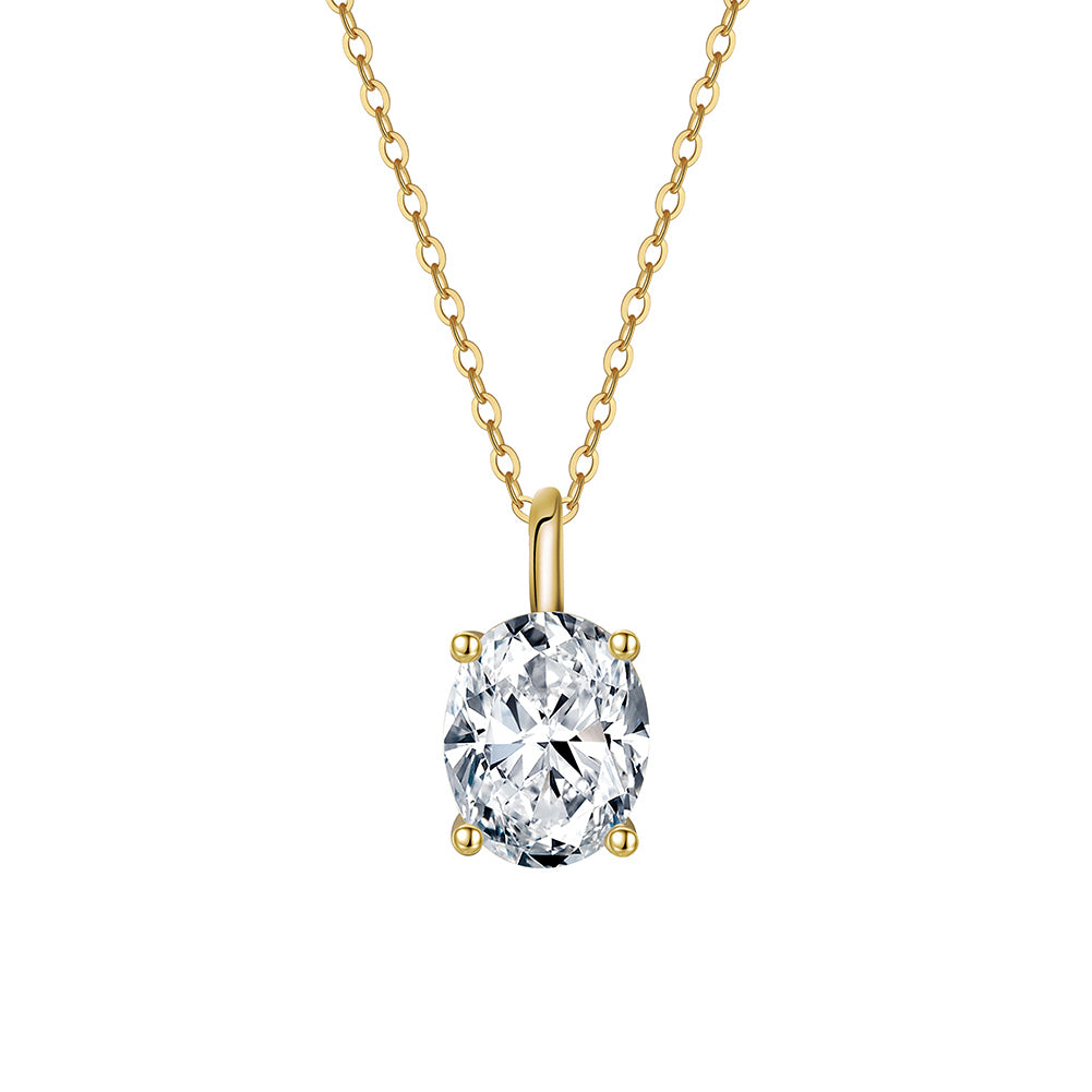 Oval Cut Moissanite Solitaire Pendant Necklace in Gold