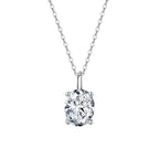 Oval Cut Moissanite Solitaire Pendant Necklace in Silver