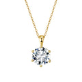 Six Prong Round Moissanite Solitaire Necklace in Gold