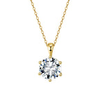 Six Prong Round Moissanite Solitaire Necklace in Gold