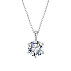 Six Prong Round Moissanite Solitaire Necklace in Silver