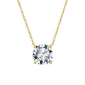 Four Prong Round Moissanite Solitaire Necklace in Gold