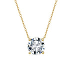 Four Prong Round Moissanite Solitaire Necklace in Gold