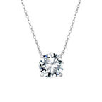 Four Prong Round Moissanite Solitaire Necklace in Silver